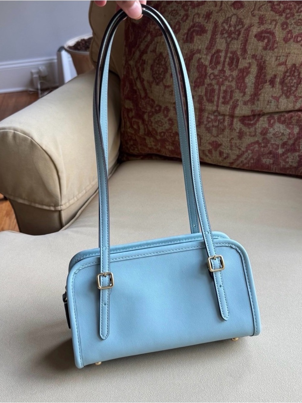Coach Swing Zip 20 Light Blue Leather Shoulder Bag - Picture 2 of 8